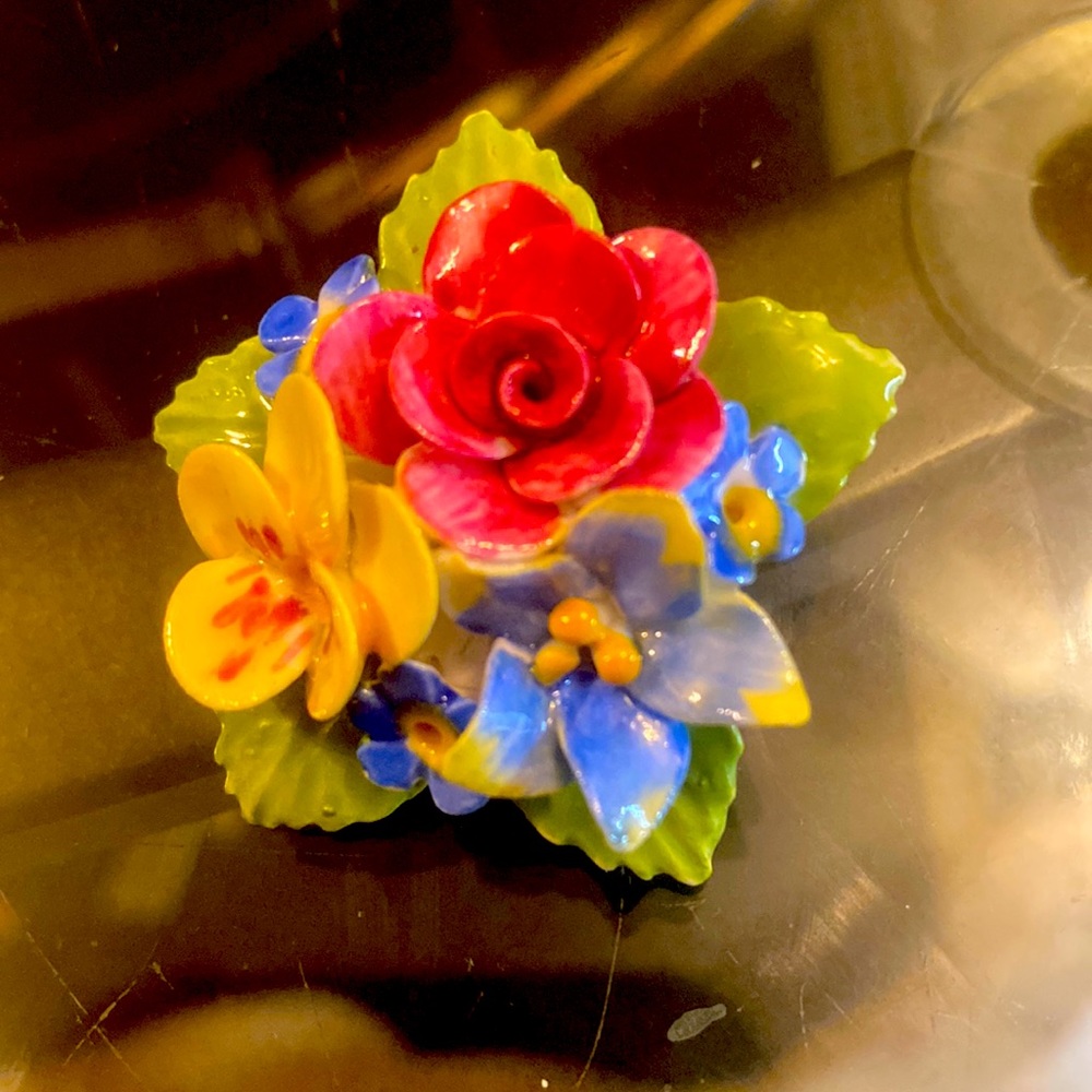 Vintage JON ANTON BONE CHINA brooch